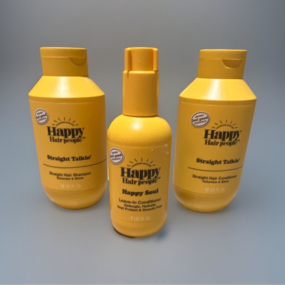 New Happy Hair People Straight Talkin' Shampoo&Conditioner, HappySoul Leave-In